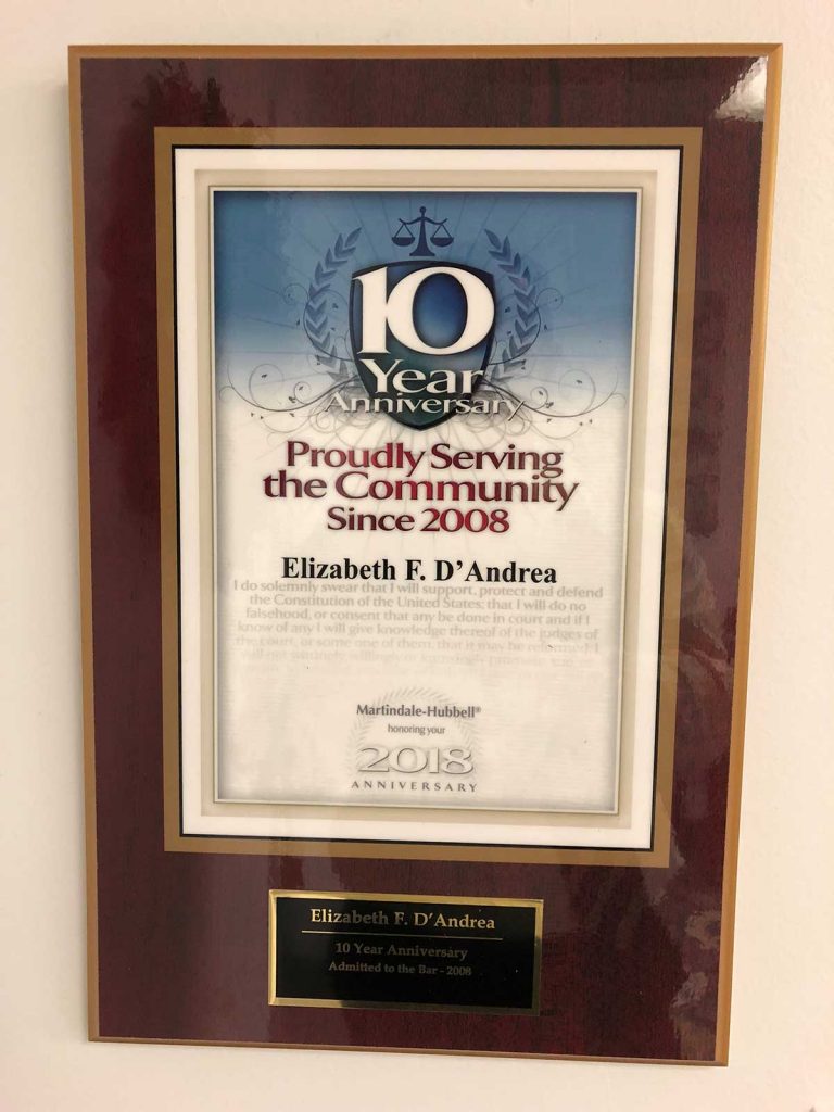 Elizabeth F. D'Andrea Esq. | 10 Year Anniversary